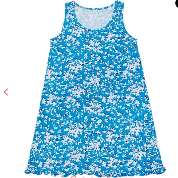 Draper James Ruffle Nightie  Blue White Floral  Comfy Sleep Dress  Women's  L/XL - Picture 2 of 7